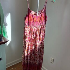 NATURAL LIFE Gigi Midi Dress Pink floral Border M Medium